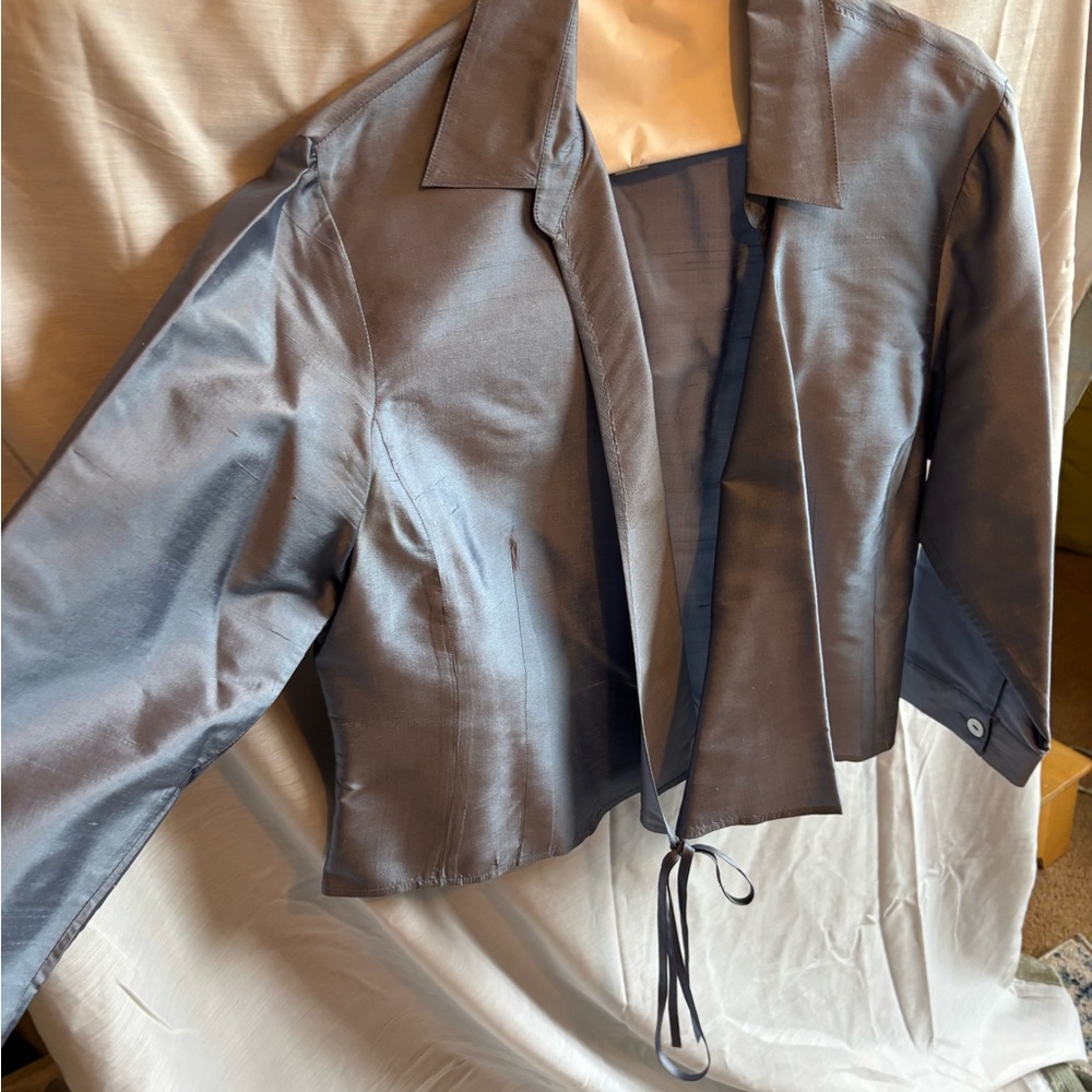 Elegant silver blue Women's wrap blouse